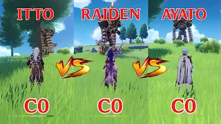 Itto vs Raiden vs Ayato!! who is the best DPS?? Gameplay COMPARISON!!