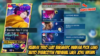 REAKSI TEMEN SATU TEAM LIAT BAGASDC MAKSA PICK LING AUTO DIBACOTIN PADAHAL LAGI JOKI WKWKWK - MLBB