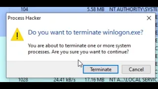 Ending the "winlogon.exe" Process in Windows 10
