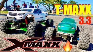 Traxxas T-Maxx 3.3 & X-MAXX Battle - Electric🔋 Vs. NItro⛽️ - Only One Survived the Race.