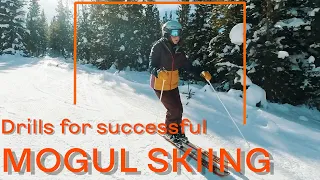 How to ski in a moguls course (stable base and knee roll) Mogul skiing Lesson7  Ski de Bosses