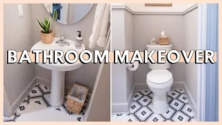 DIY BATHROOM MAKEOVER ON A BUDGET | renter friendly bathroom makeover + small bathroom makeover