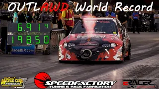 WORLD RECORD Speedfactory OutlAWD 6.91 @ 198mph | World Cup Finals Import vs Domestic 2022 at MIR