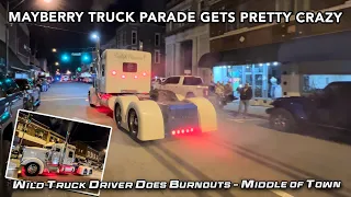 Crazy Semi Truck does burnouts in town!
