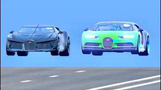 Bugatti La Voiture Noire vs Bugatti Chiron with NOS - Drag Race 20 KM