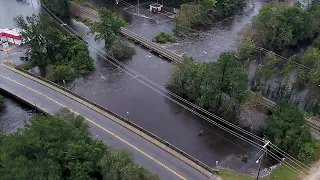 Drone footage of flooding in Lumberton, NC