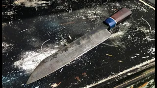 I HAND FORGED a DAMASCUS KITCHEN KNIFE!!