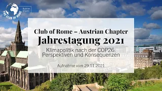 "Klimapolitik nach der COP26: Perspektiven und Konsequenzen" | Jahrestagung 2021