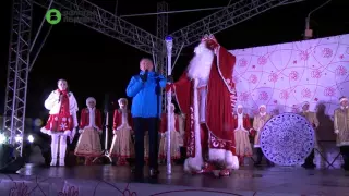 Дед Мороз и Глава города Евгений Шулепов зажгли огни на главной новогодней елке Вологды