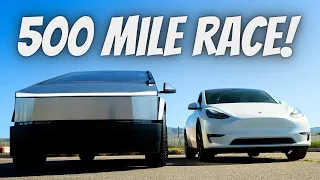 I was SHOCKED at Who Won | Tesla Model Y vs Cybertruck Road Trip Race (Charging & Cost)