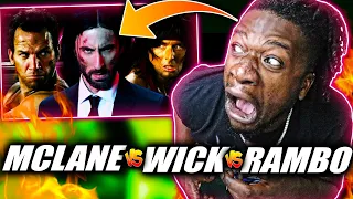 I WASN'T READY! |  John Wick vs John Rambo vs John McClane. Epic Rap Battles Of History (REACTION)