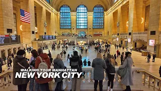 NEW YORK CITY - Manhattan Winter Season 5th Avenue, 42nd Street & Grand Central Terminal, Travel, 4K