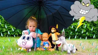 Toys hit the thunderstorm Video for kids by Nastya