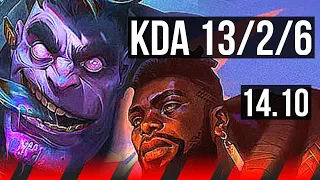 DR. MUNDO vs K'SANTE (TOP) | 13/2/6, Legendary, 500+ games | KR Master | 14.10