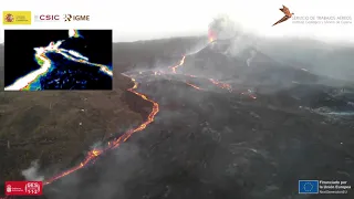 30/11/21 Vuelo de reconocimiento RGB+térmico del estado de las coladas Erupción La Palma IGME