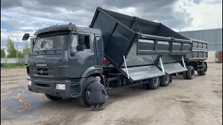 Самосвальный автопоезд на шасси Камаз-65115 с боковой разгрузкой в интересном цвете...