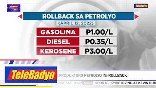 Presyo ng produktong petrolyo may rollback | TELERADYO BALITA (12 April 2022)