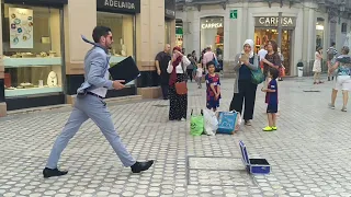 Living Statue Running business man