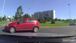 Oblany egzamin na prawo jazdy w  Word Łódź. Błąd i koniec egzaminu. Trudne skrzyżowanie.