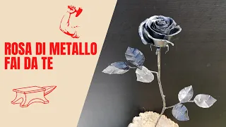 Rosa in metallo con materiale di recupero - building metal rose with recycled material DIY fai da te