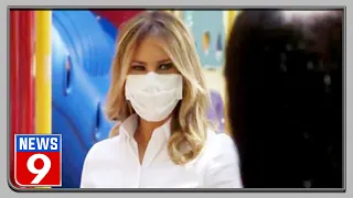 After Mr Trump, Mrs Trump wears a face mask