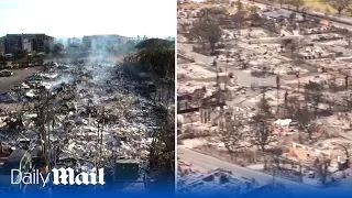 Hawaii wildfires: Drone video shows extent of devastation leaving over 1000 people missing