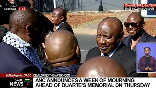 Jessie Duarte I President Ramaphosa arrives at the late Jessie Duarte's house to pay respects