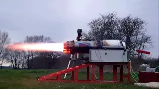 Handmade Jet Engine, First Thrust Test With Afterburner at  1Bar