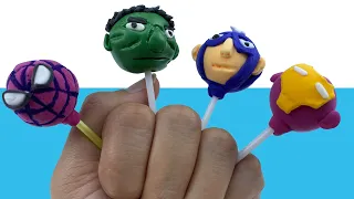 Making Lollipop mix Superhero Hulk, Spiderman, Iron man, Captain America with clay || Superhero Clay