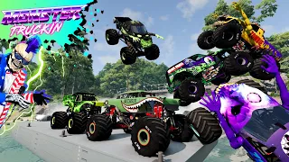 Monster Jam INSANE Racing, Freestyle and High Speed Jumps #32 | BeamNG Drive | Grave Digger