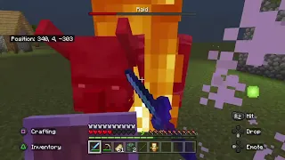 Minecraft Raid on hard difficulty with no netherite upgrade.