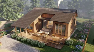 ( 660 sqft ) Cozy Tiny House Design 6 x 10 m ( 20 x 33 Ft ) Cozy Farmhouse