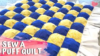 HOW TO SEW A PUFF QUILT. (STEP BY STEP TUTORIAL) EASY BEGINNER SEWING PROJECT!