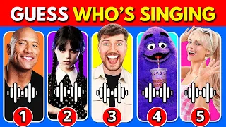 Guess Who's Singing 🎤🎙️🎶| The Rock, Grimace, Mr Beast, Wednesday Addams, Barbie