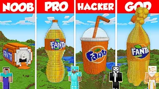 FANTA SODA HOUSE BASE BUILD CHALLENGE - Minecraft Battle: NOOB vs PRO vs HACKER vs GOD / Animation