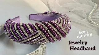 Jewelry Padded Headband / Embellished Headband with pearl and rhinestone
