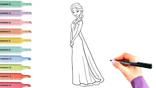 Elsa Princess Drawing| How To Draw Frozen for Kids| Frozen Coloring Pages 💃👰‍♀️✨🖍️