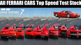 Gran Turismo 7 || All FERRARI Cars From Brand Central Top Speed Test Stock || PS5 4K 60 FPS ||