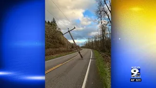 What should you do if a power line falls on your car?