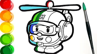 Рисуем Робокар Хелли the heli drawing and coloring for kids/ toddlers. learn colors . Tim Tim TV