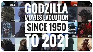Godzilla movie scenes since 1950's to 2021