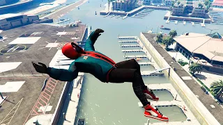 GTA 5 Stunning Ragdolls #123 - (Spiderman Miles Morales - Water And Explosions Fails) (Slow Motion )