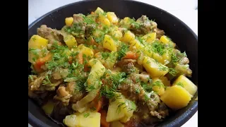 БЫСТРЫЙ УЖИН//ТУШЕНАЯ КАРТОШКА С КУРИЦЕЙ НА СКОВОРОДЕ//РЕЦЕПТ ВКУСНОЙ КАРТОШКИ