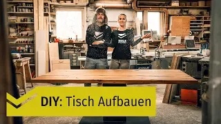 Tisch Aufbau/ Montage mit Mittelfuss, Tischwangen & Kufen-Gestell DIY [HOLZPILOTEN]