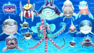 ALL 15 STANDARD SHARKS UNLOCKED (KRAKEN) (HUNGRY SHARK EVOLUTION)