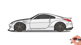 How to draw a NISSAN 350Z ROCKET BUNNY / drawing nissan fairlady z nismo 2002 stance car