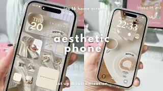 *iOS16 aesthetic customization! 🤍✨ | custom lock screen, widgets, icons tutorial (cream theme)