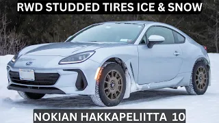 RWD Studded Tires Ice & Snow - Nokian Hakkapeliitta 10 Review - Subaru BRZ Manual - 4K