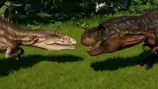 T-Rex vs Carcharodontosaurus, Spinosaurus, Indominus, Indoraptor, Spinoraptor, Giganotosaurus & Allo