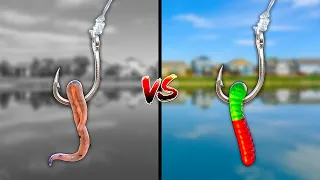 Real Worms vs Gummy Worms Fishing Challenge